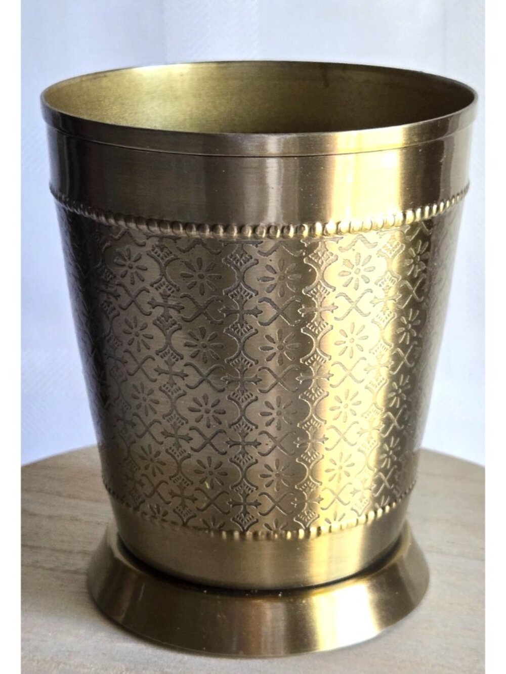 Pure Brass Glass Tumbler Embossed Design for Drinking Water - Picture 2 of 9